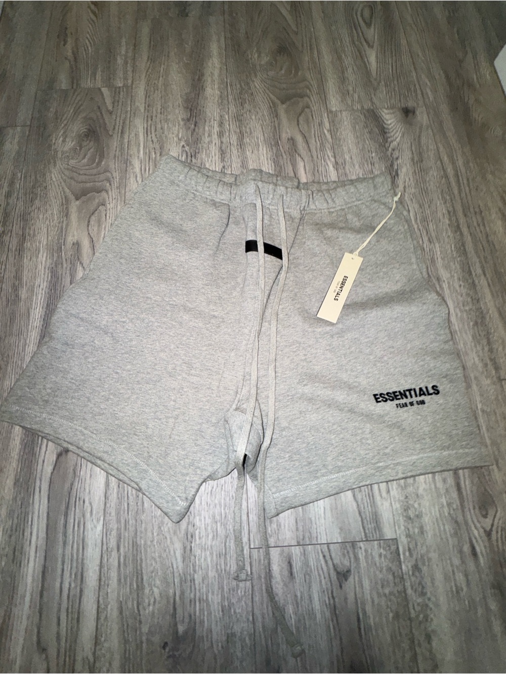 ESSENTIALS Mens Light Gray Fleece Shorts
